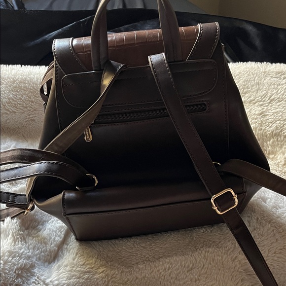 Brown Croc-Embossed Backpack - Picture 2 of 3